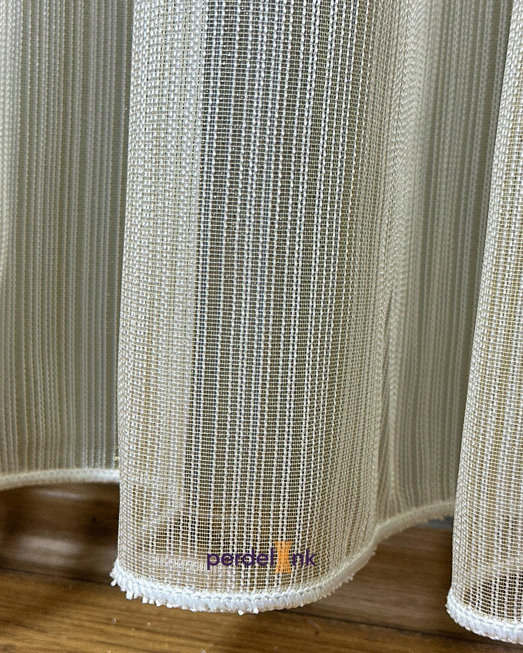 Altın Şeritli Tül Perde - 185x255cm - 185x255cm