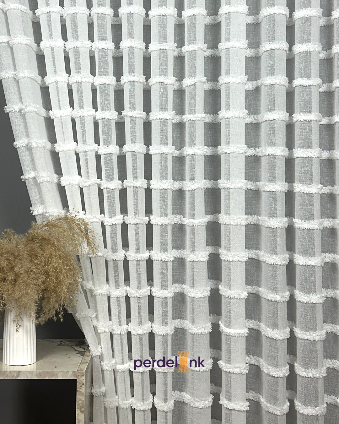 Çizgili Bohem Tül Perde - 50x100cm