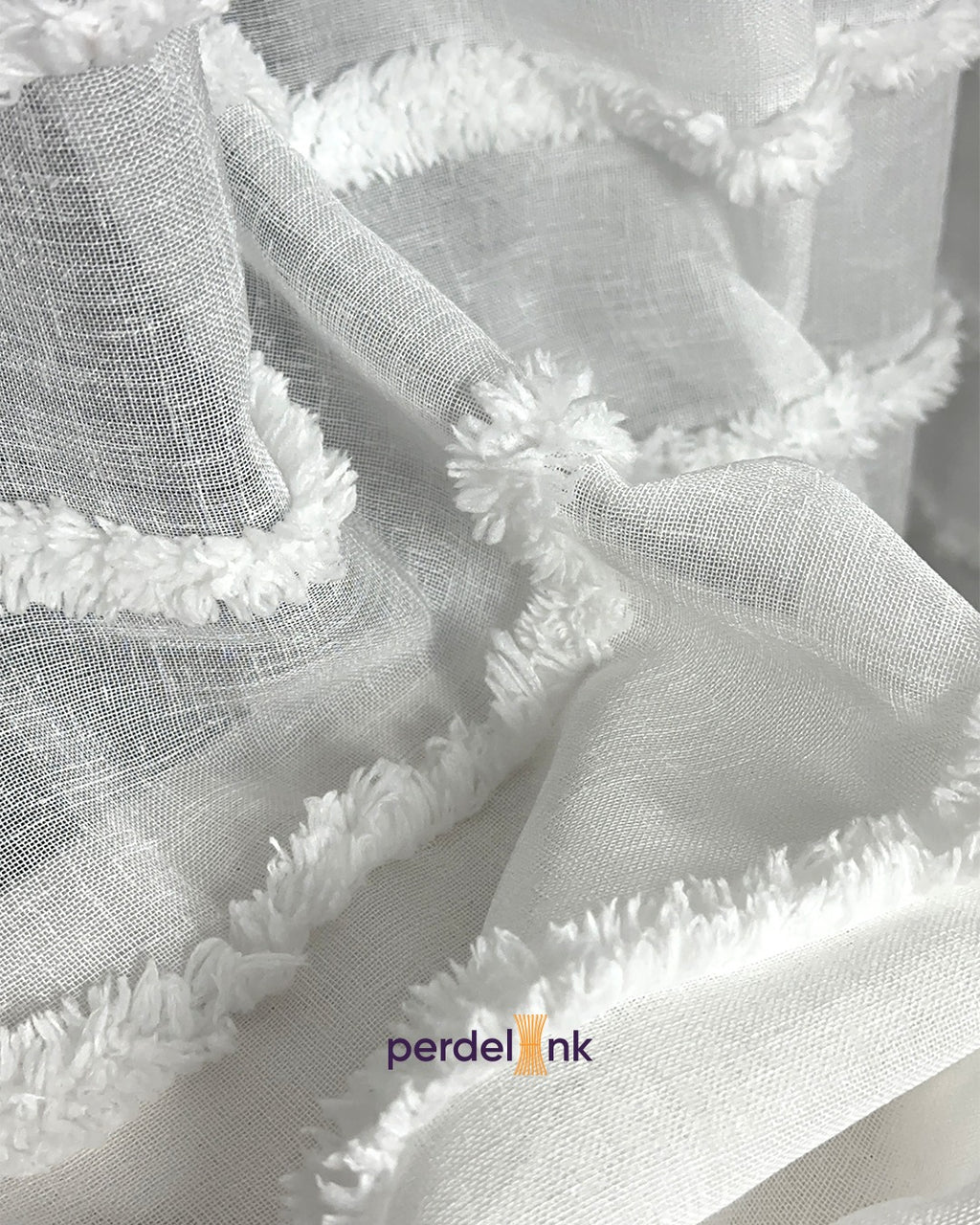 Çizgili Bohem Tül Perde