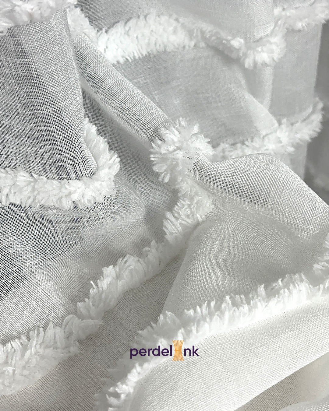 Çizgili Bohem Tül Perde