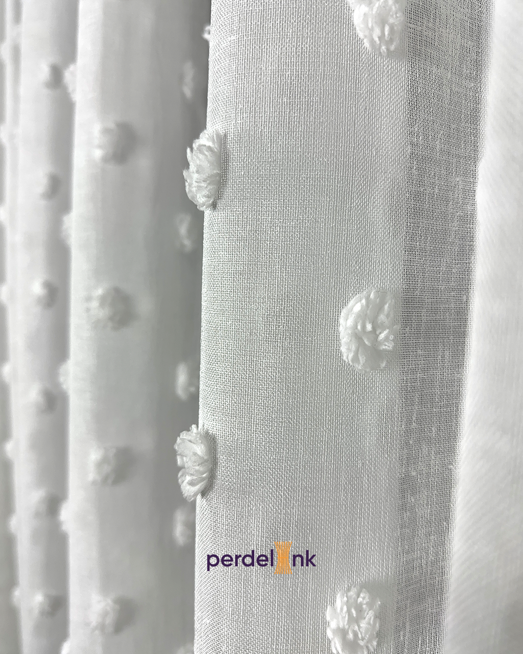 Ponponlu Tül Perde - 300x100cm