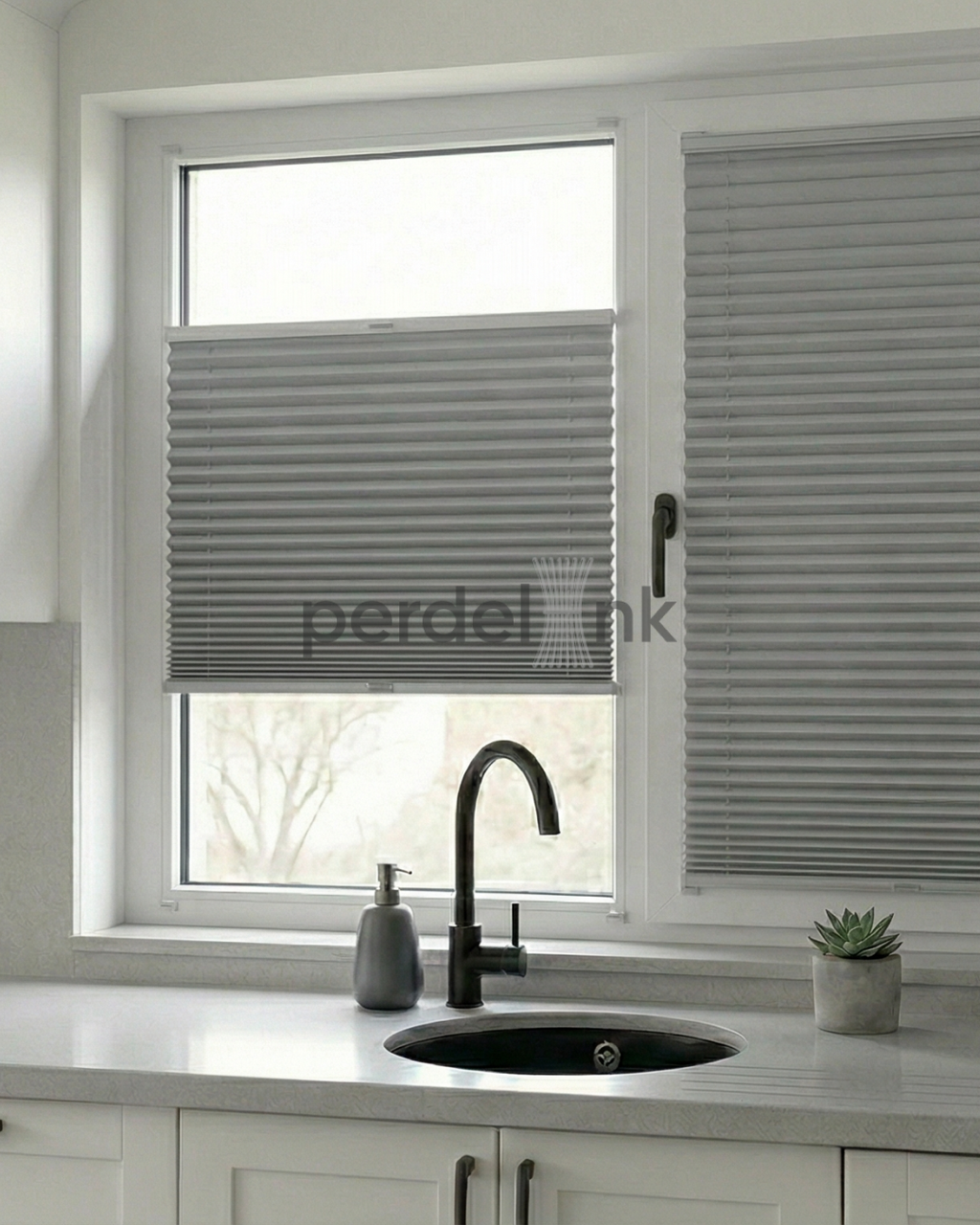 Plise Perde - Açık Gri - 59x127cm