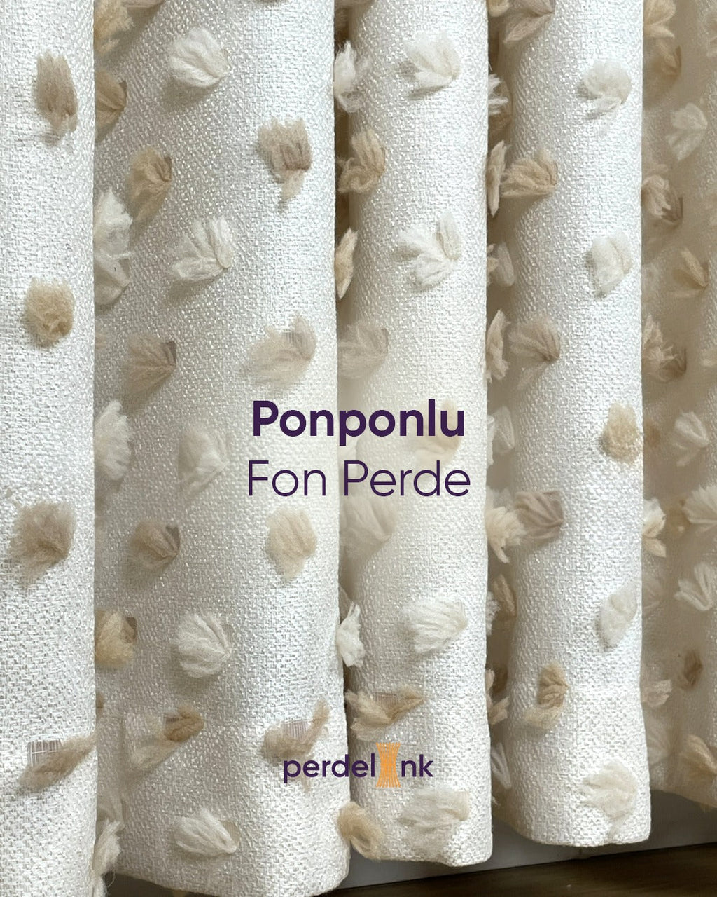 Ponponlu Fon Perde - 85x260cm